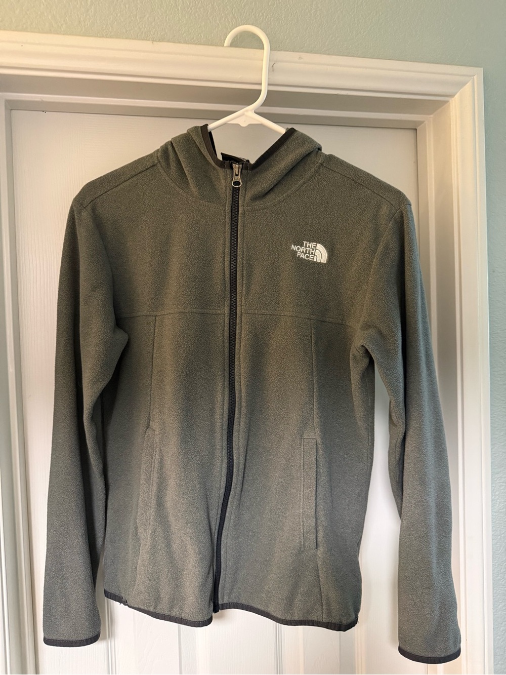 Boys The North Face Gray Full-Zip Hooded Fleece - large